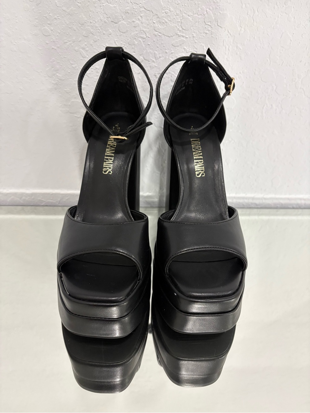 Platform Ankle-Strap Sandals - Black